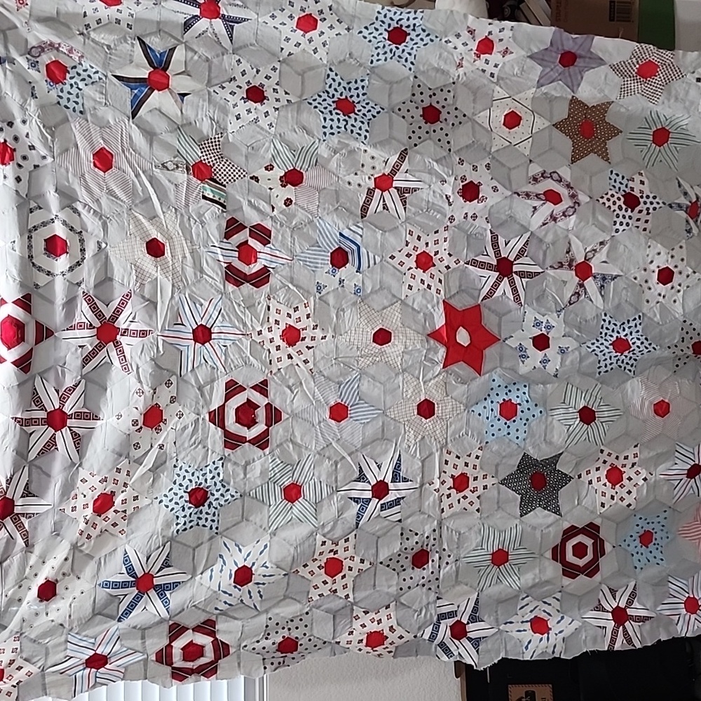 Hand Crafted Vintage Handstitched Quilt Topper,  77" x 55"